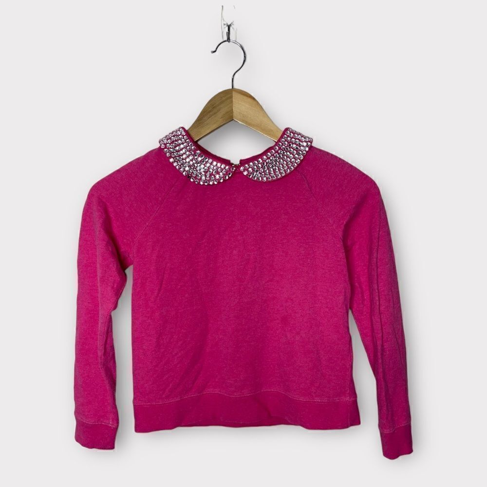 Kate Spade Girls Rhinestone Embellished Collar Pink Sweater